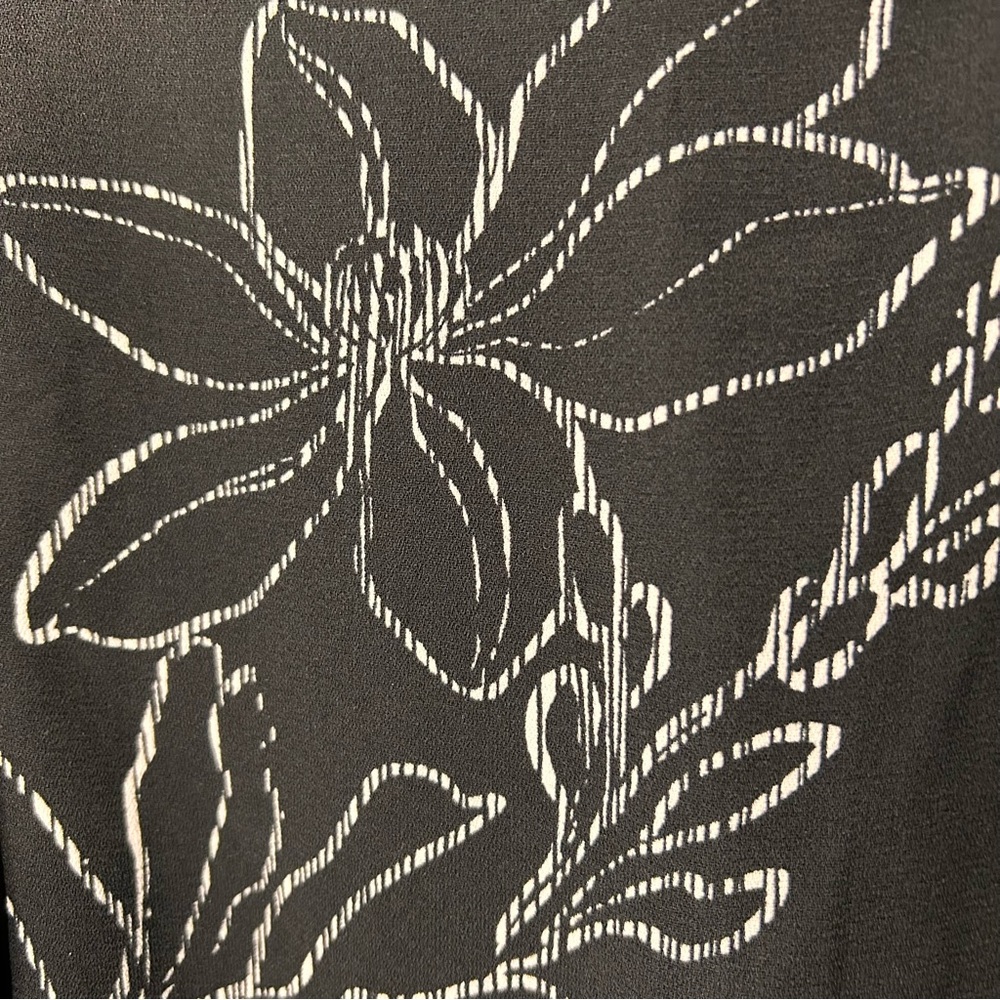 Apt. 9 Black & White Floral Pattern Button-Down Dress - Size XL - Picture 13 of 16
